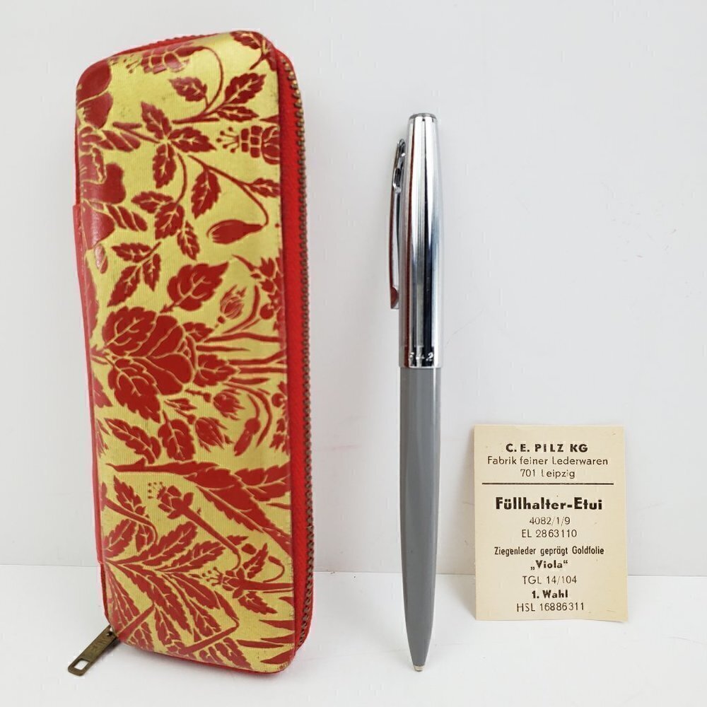 Heiko 542 Ballpoint Pen Vintage German w/ Zipper Case C.E. Pilz Fullhalter-Etui